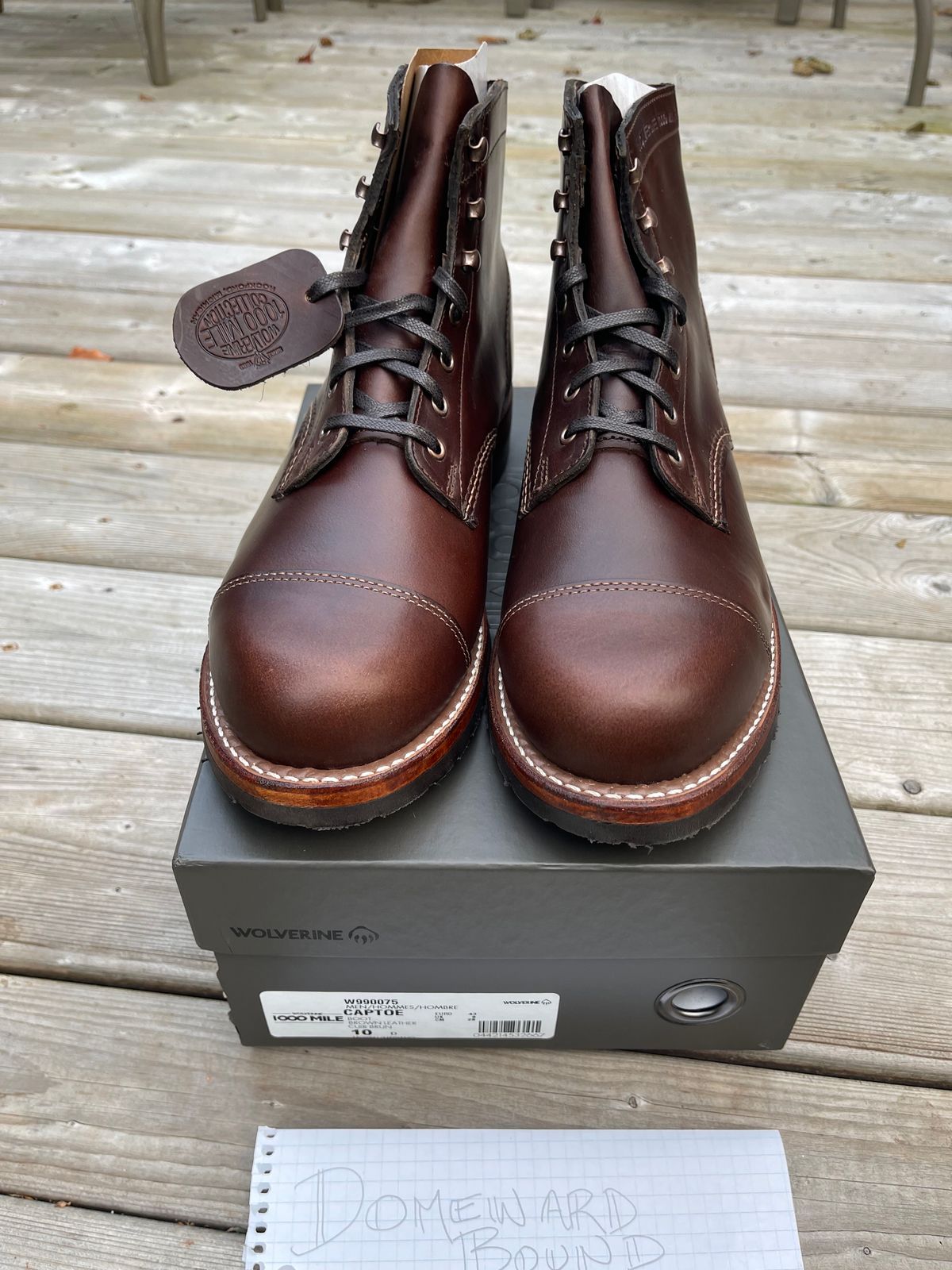 Photo by 12xubywire on October 1, 2023 of the Wolverine 1000 Mile Cap-Toe Boot in Horween Brown Chromexcel.