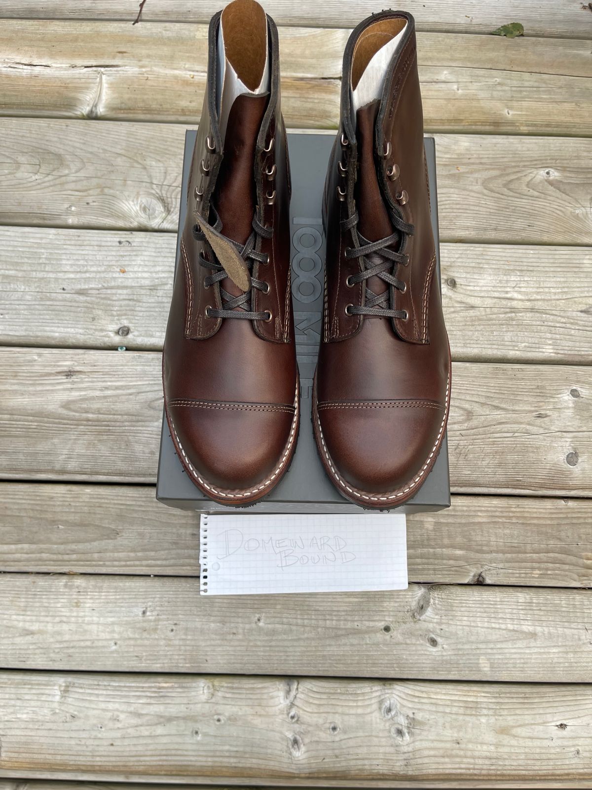 Photo by 12xubywire on October 1, 2023 of the Wolverine 1000 Mile Cap-Toe Boot in Horween Brown Chromexcel.