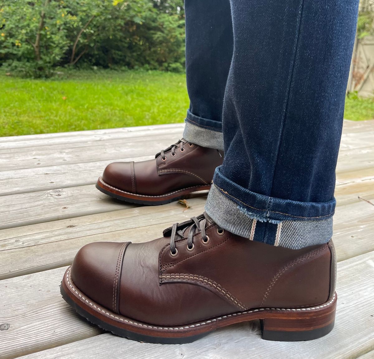 Photo by 12xubywire on October 1, 2023 of the Wolverine 1000 Mile Cap-Toe Boot in Horween Brown Chromexcel.