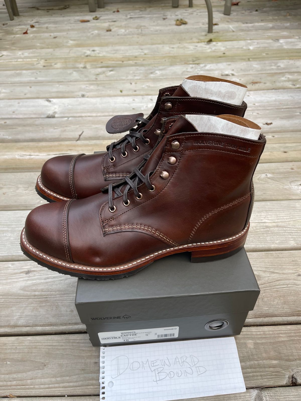 Photo by 12xubywire on October 1, 2023 of the Wolverine 1000 Mile Cap-Toe Boot in Horween Brown Chromexcel.