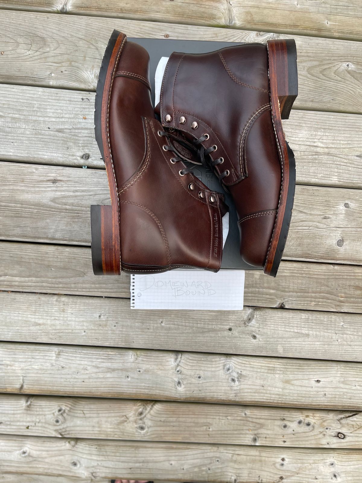 Photo by 12xubywire on October 1, 2023 of the Wolverine 1000 Mile Cap-Toe Boot in Horween Brown Chromexcel.