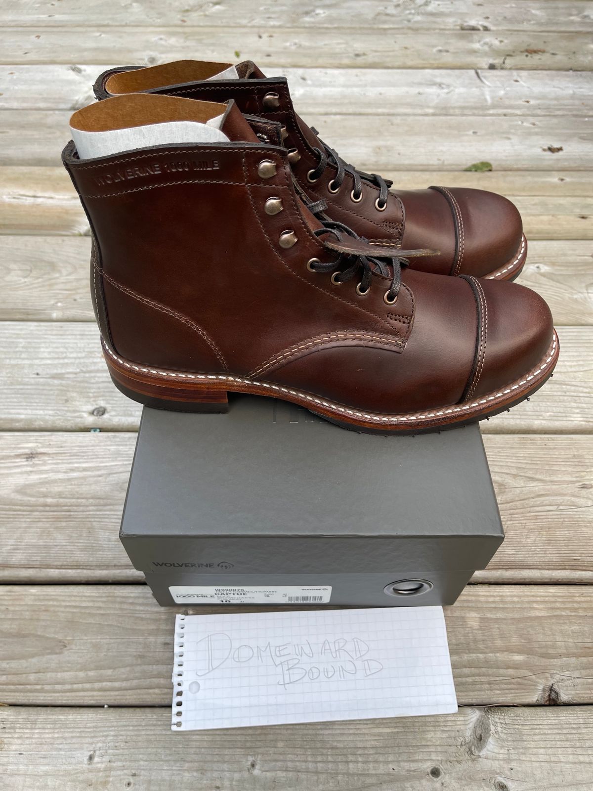 Photo by 12xubywire on October 1, 2023 of the Wolverine 1000 Mile Cap-Toe Boot in Horween Brown Chromexcel.