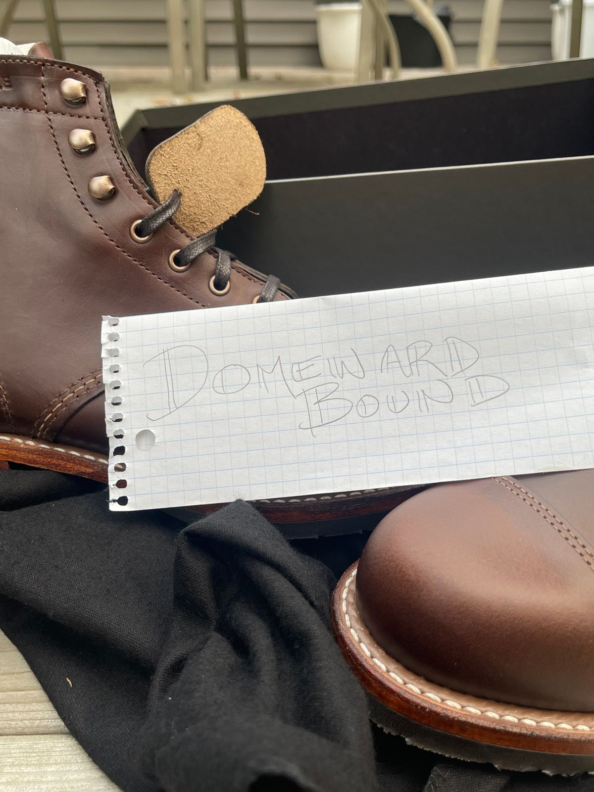 Photo by 12xubywire on October 1, 2023 of the Wolverine 1000 Mile Cap-Toe Boot in Horween Brown Chromexcel.