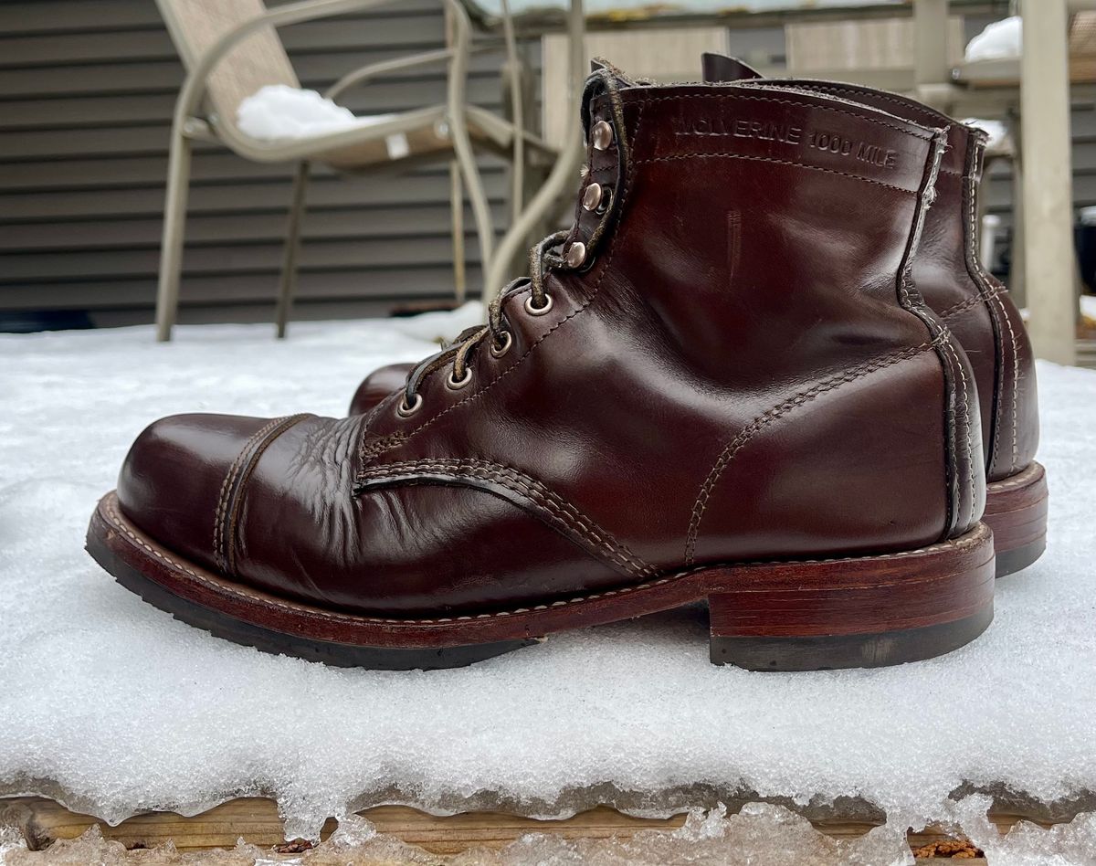 Photo by 12xubywire on November 1, 2023 of the Wolverine 1000 Mile Cap-Toe Boot in Horween Brown Chromexcel.