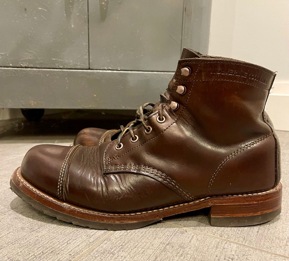 Photo by 12xubywire on December 4, 2023 of the Wolverine 1000 Mile Cap-Toe Boot in Horween Brown Chromexcel.