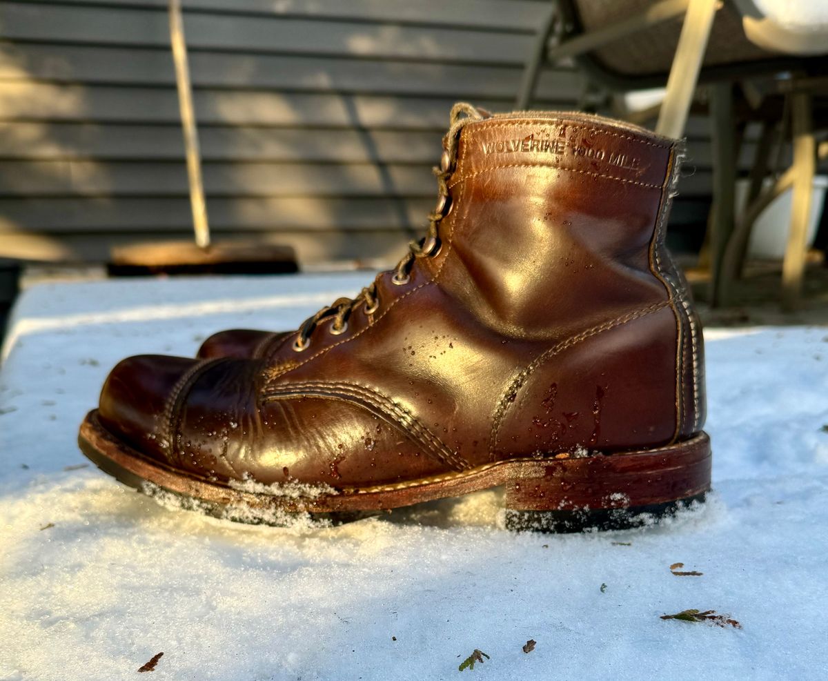 Photo by 12xubywire on January 2, 2024 of the Wolverine 1000 Mile Cap-Toe Boot in Horween Brown Chromexcel.