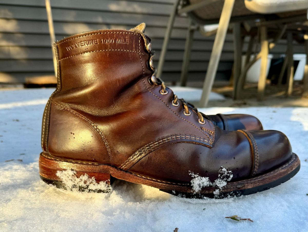 Photo by 12xubywire on January 2, 2024 of the Wolverine 1000 Mile Cap-Toe Boot in Horween Brown Chromexcel.