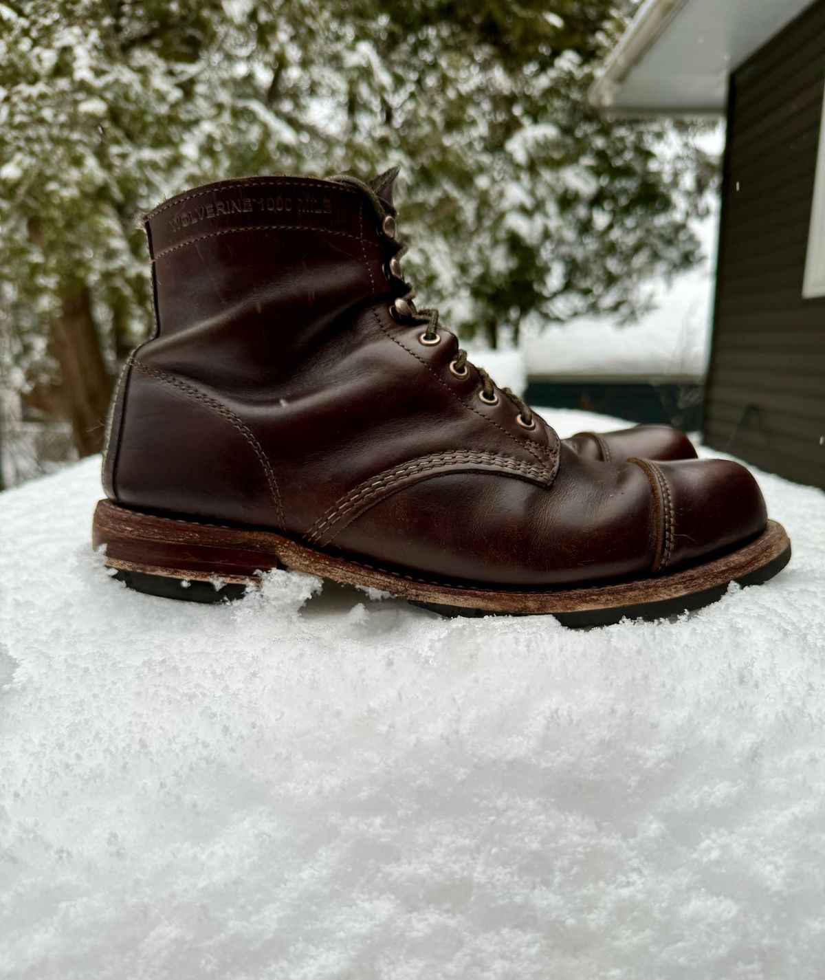 Photo by 12xubywire on February 2, 2024 of the Wolverine 1000 Mile Cap-Toe Boot in Horween Brown Chromexcel.