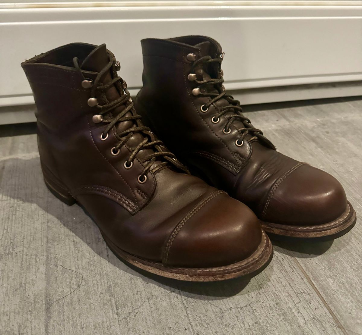 Photo by 12xubywire on April 5, 2024 of the Wolverine 1000 Mile Cap-Toe Boot in Horween Brown Chromexcel.