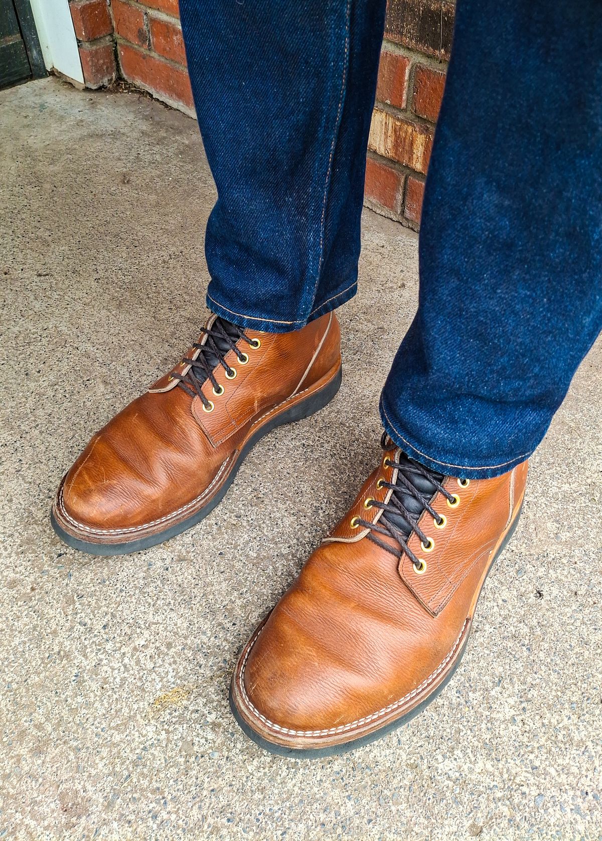 Photo by NewRiverBoot on April 26, 2025 of the New River Boot BARKSDALE in Horween Waxed Latigo Hatchgrain.