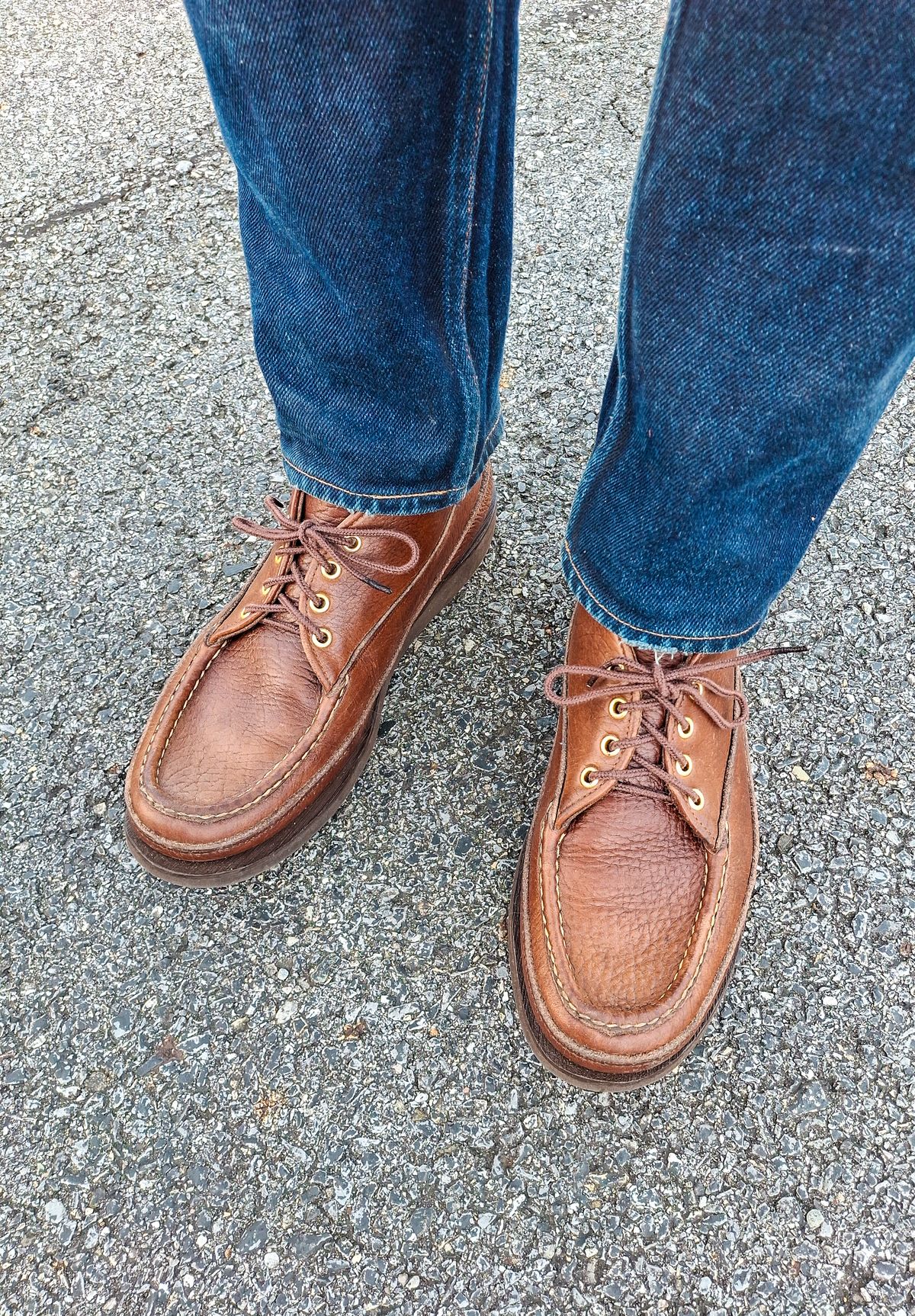 Photo by NewRiverBoot on December 16, 2025 of the Russell Moccasin Co. Sporting Clays Chukka in S.B. Foot Weather Tuff.