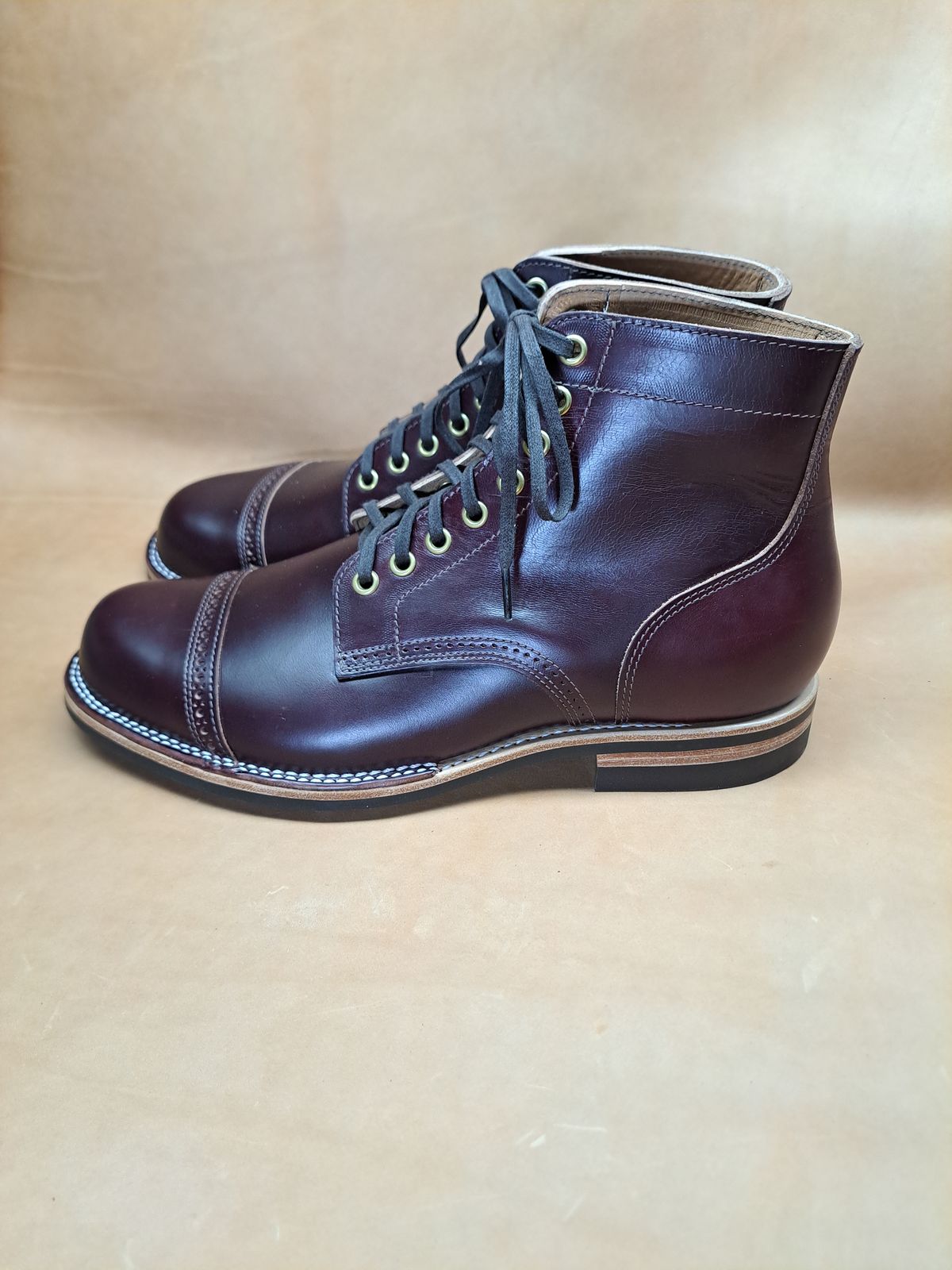 Photo by NewRiverBoot on October 15, 2024 of the New River Boot BARKSDALE in Horween Color 8 Chromexcel Strips.