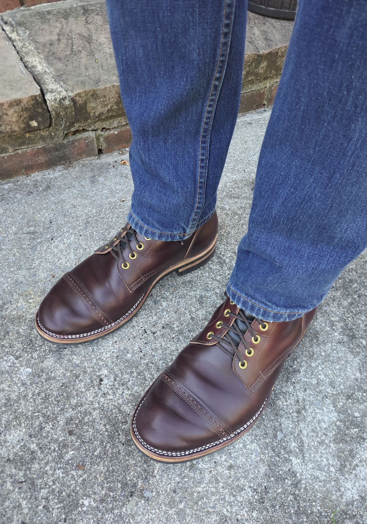 Photo by NewRiverBoot on October 22, 2024 of the New River Boot BARKSDALE in Horween Color 8 Chromexcel Strips.