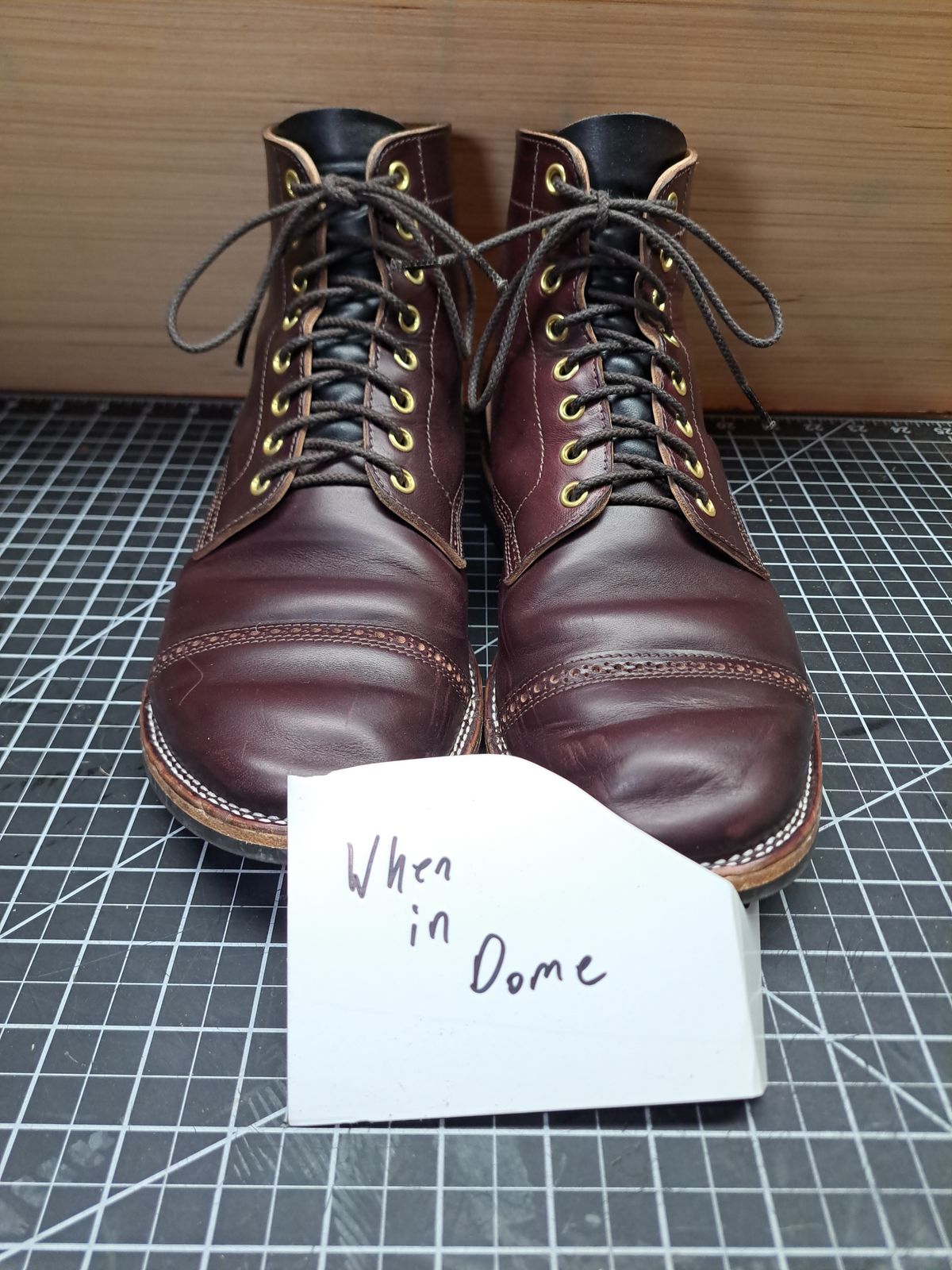 Photo by NewRiverBoot on November 6, 2024 of the New River Boot BARKSDALE in Horween Color 8 Chromexcel Strips.