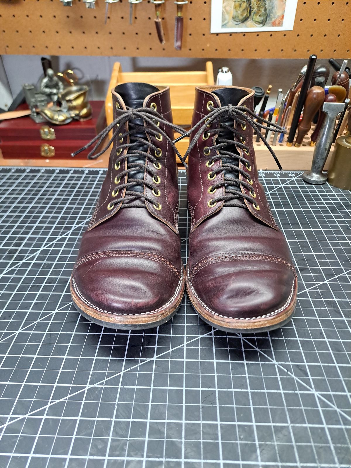 Photo by NewRiverBoot on December 5, 2024 of the New River Boot BARKSDALE in Horween Color 8 Chromexcel Strips.