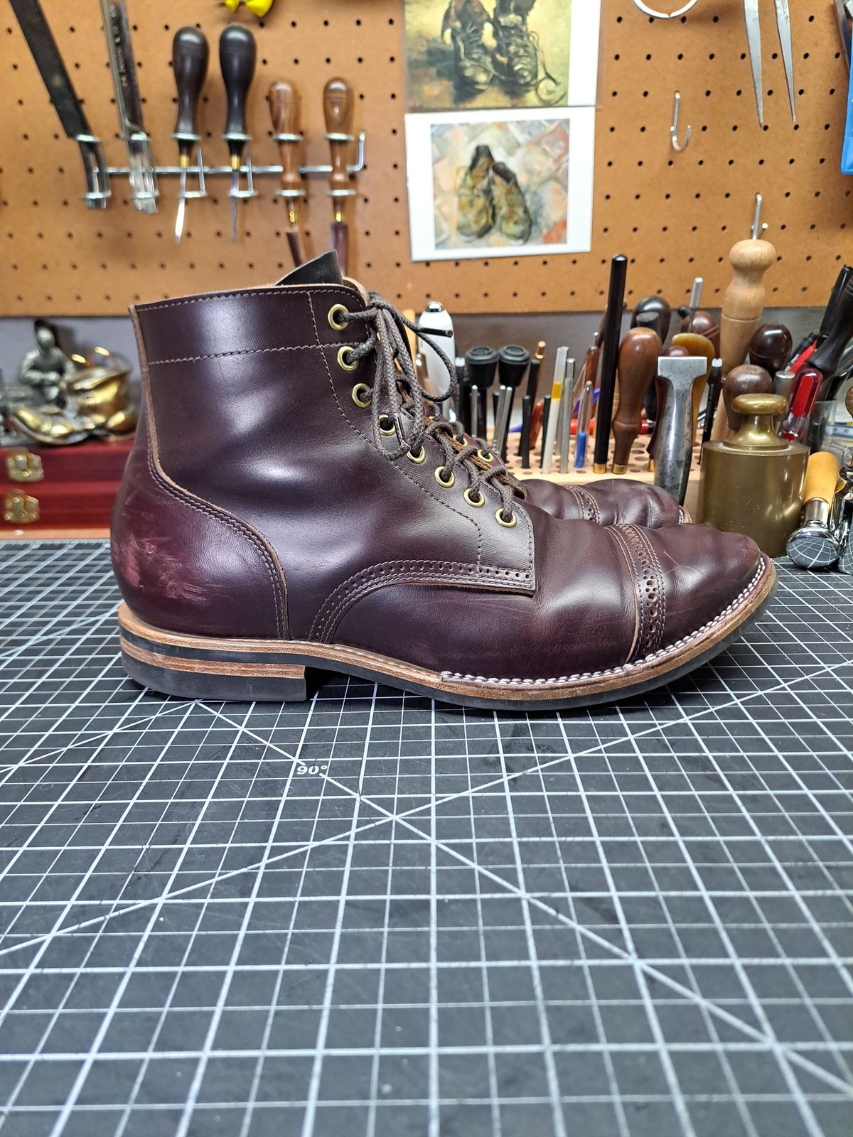 Photo by NewRiverBoot on December 5, 2024 of the New River Boot BARKSDALE in Horween Color 8 Chromexcel Strips.