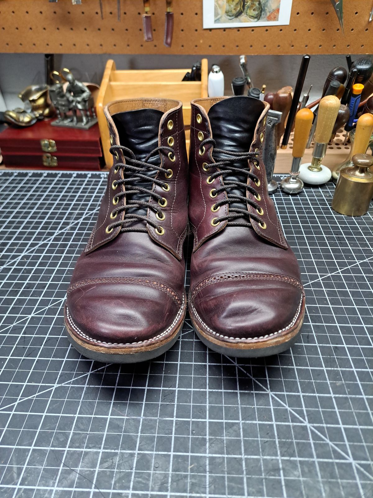 Photo by NewRiverBoot on January 5, 2025 of the New River Boot BARKSDALE in Horween Color 8 Chromexcel Strips.