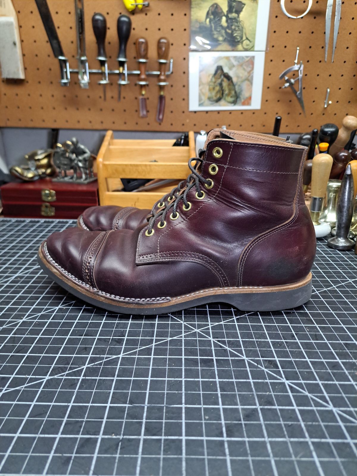 Photo by NewRiverBoot on January 5, 2025 of the New River Boot BARKSDALE in Horween Color 8 Chromexcel Strips.