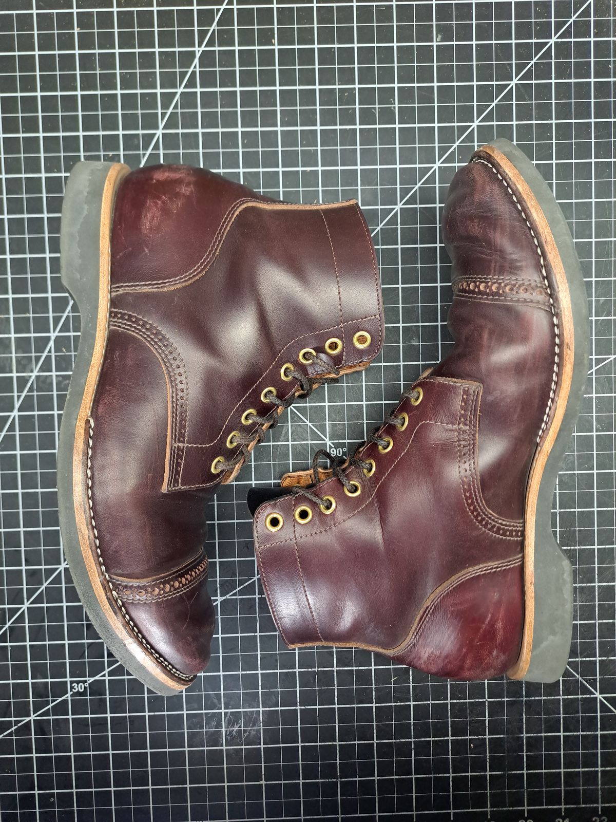 Photo by NewRiverBoot on January 5, 2025 of the New River Boot BARKSDALE in Horween Color 8 Chromexcel Strips.