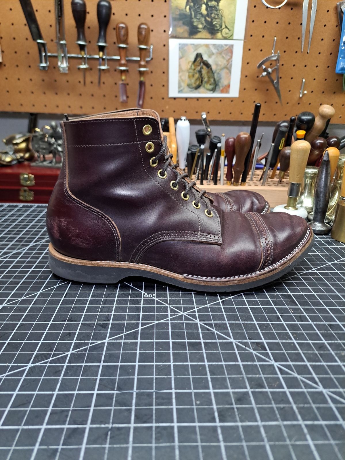 Photo by NewRiverBoot on January 5, 2025 of the New River Boot BARKSDALE in Horween Color 8 Chromexcel Strips.