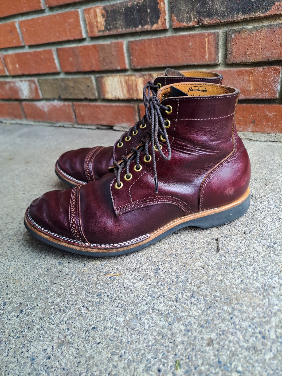 Photo by NewRiverBoot on February 5, 2025 of the New River Boot BARKSDALE in Horween Color 8 Chromexcel Strips.