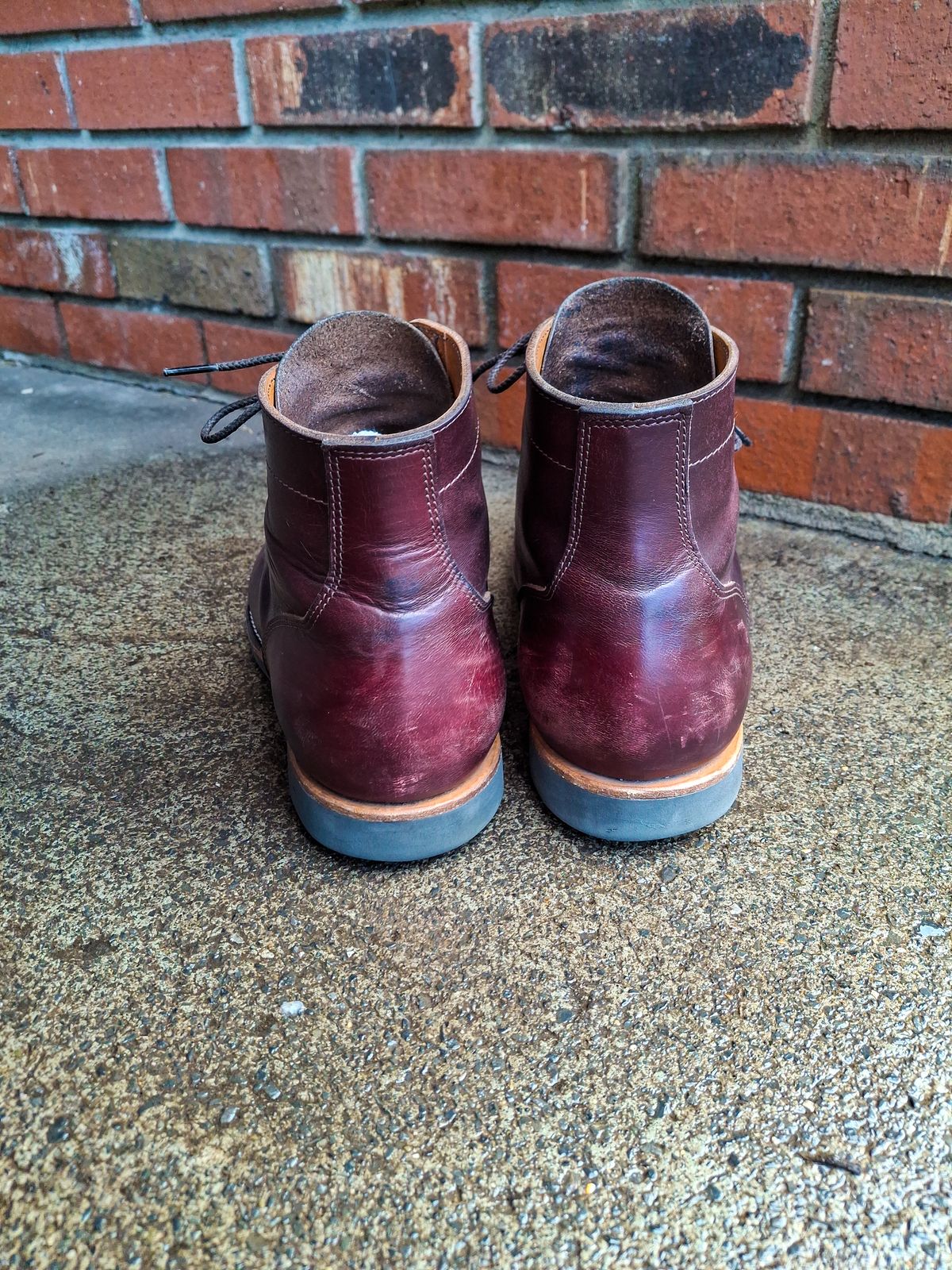 Photo by NewRiverBoot on March 5, 2025 of the New River Boot BARKSDALE in Horween Color 8 Chromexcel Strips.