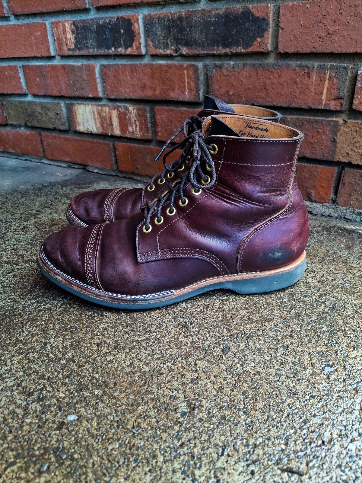 Photo by NewRiverBoot on March 5, 2025 of the New River Boot BARKSDALE in Horween Color 8 Chromexcel Strips.