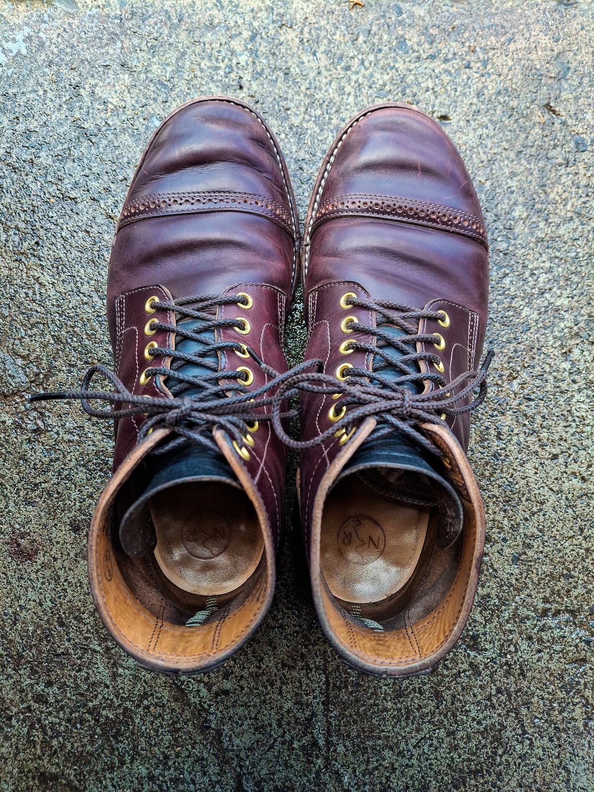 Photo by NewRiverBoot on March 5, 2025 of the New River Boot BARKSDALE in Horween Color 8 Chromexcel Strips.