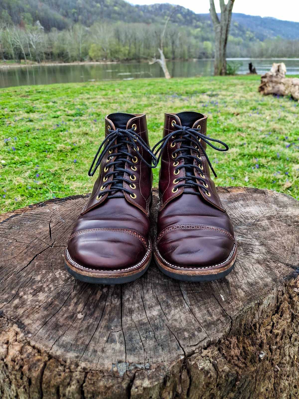 Photo by NewRiverBoot on April 3, 2025 of the New River Boot BARKSDALE in Horween Color 8 Chromexcel Strips.