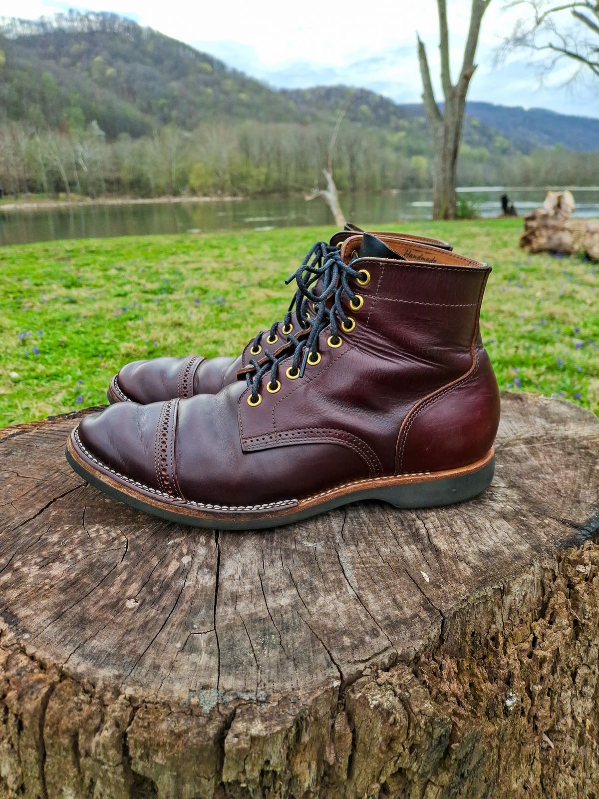 Photo by NewRiverBoot on April 3, 2025 of the New River Boot BARKSDALE in Horween Color 8 Chromexcel Strips.