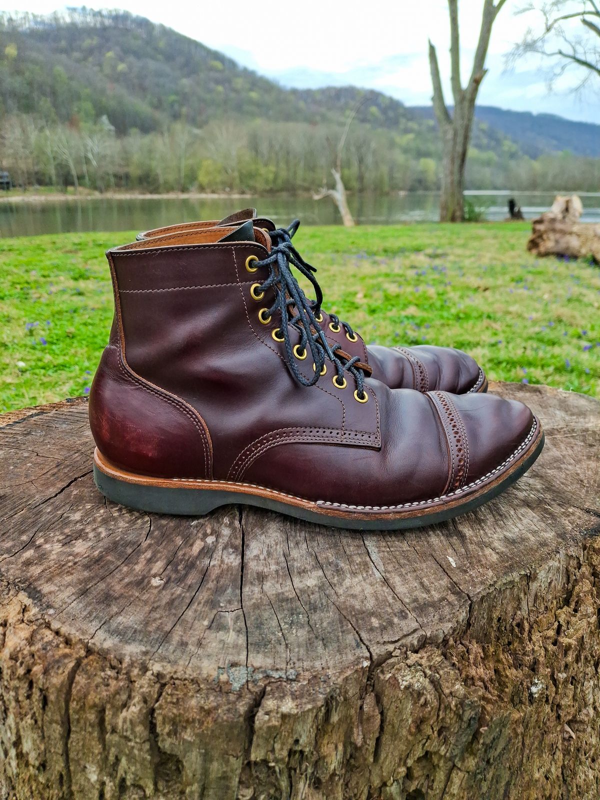 Photo by NewRiverBoot on April 3, 2025 of the New River Boot BARKSDALE in Horween Color 8 Chromexcel Strips.