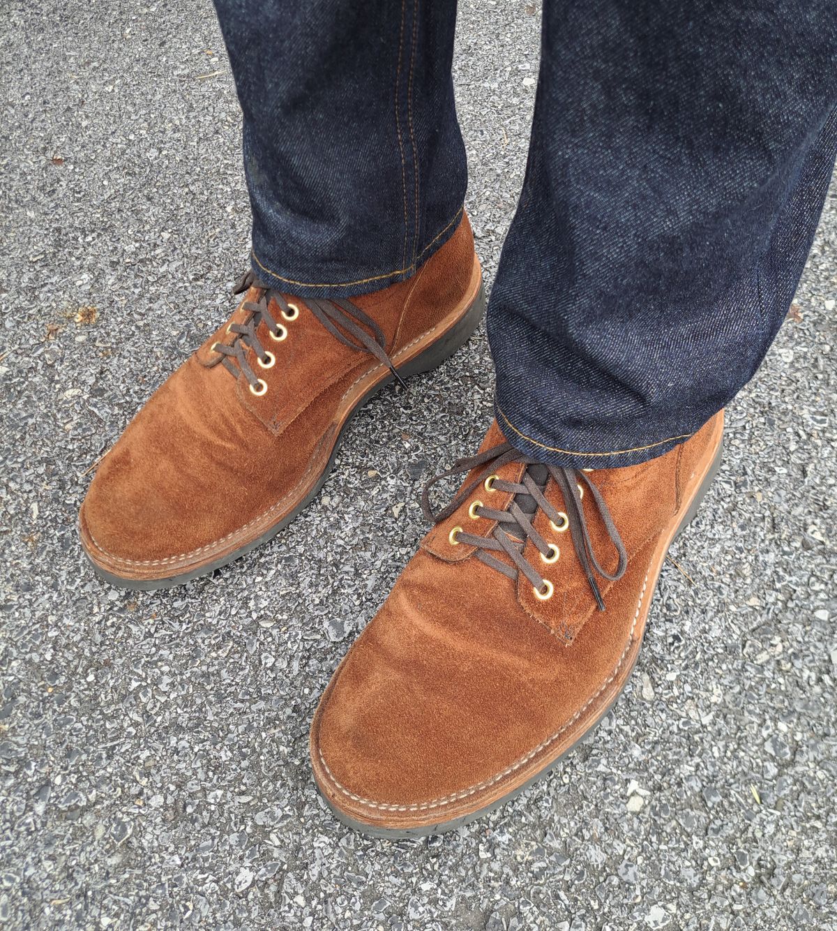 Photo by NewRiverBoot on July 21, 2024 of the New River Boot Quade in Horween Austin Roughout.