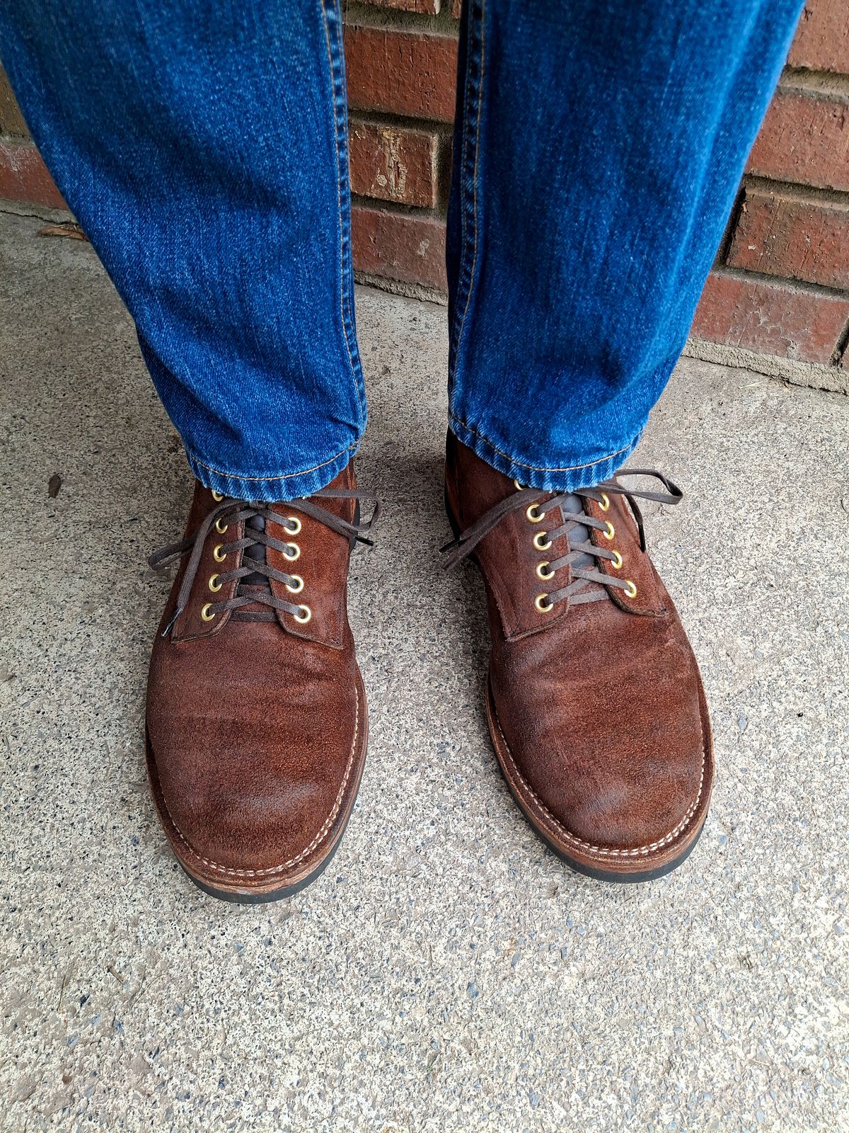 Photo by NewRiverBoot on June 7, 2025 of the New River Boot Quade in Horween Austin Roughout.