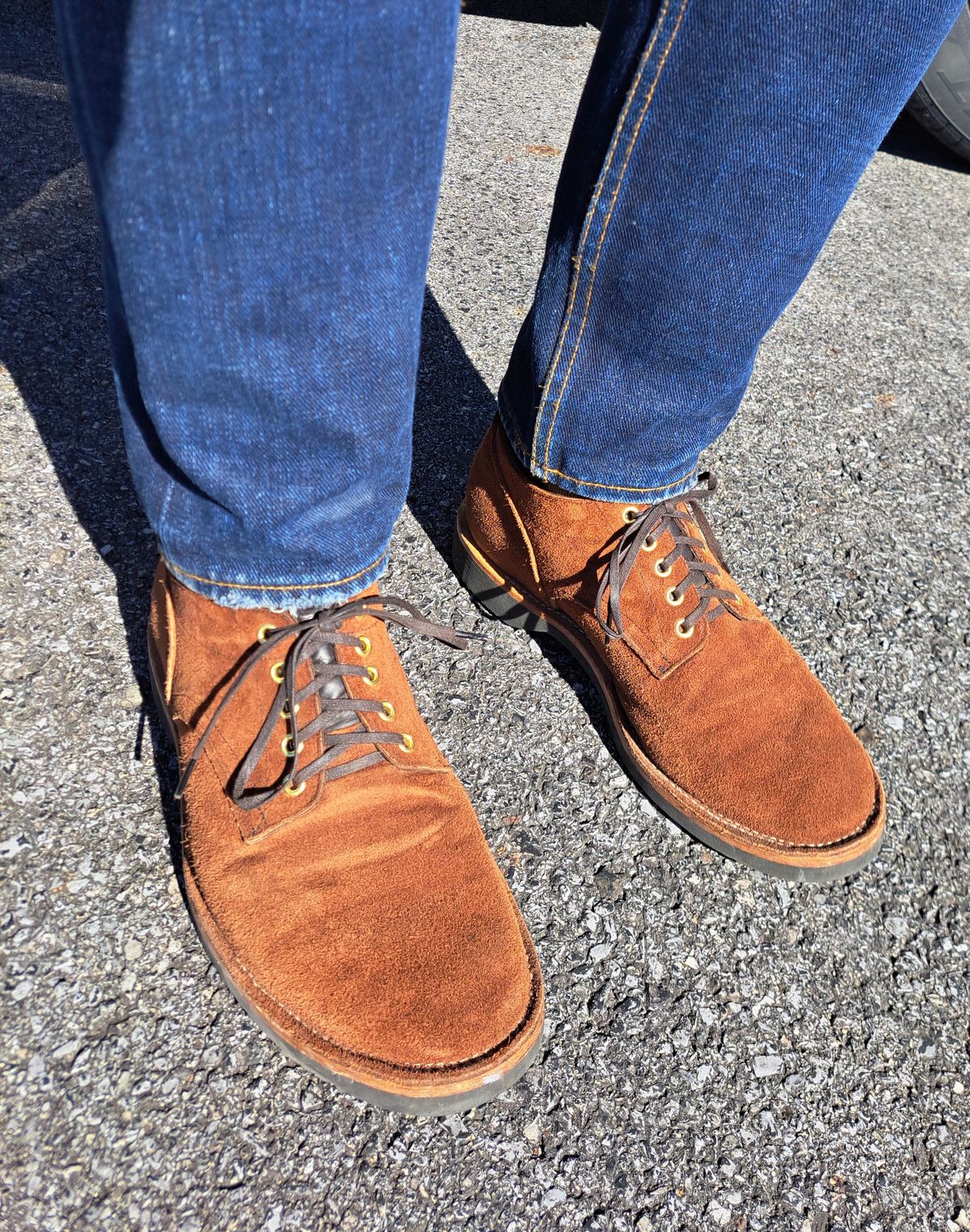 Photo by NewRiverBoot on April 7, 2024 of the New River Boot Quade in Horween Austin Roughout.