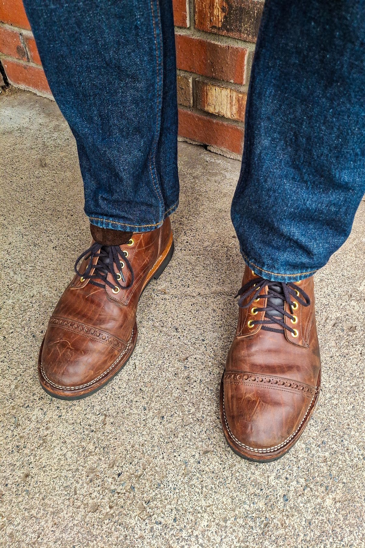 Photo by NewRiverBoot on August 1, 2025 of the New River Boot Quade in Horween Heavy Horse Front.