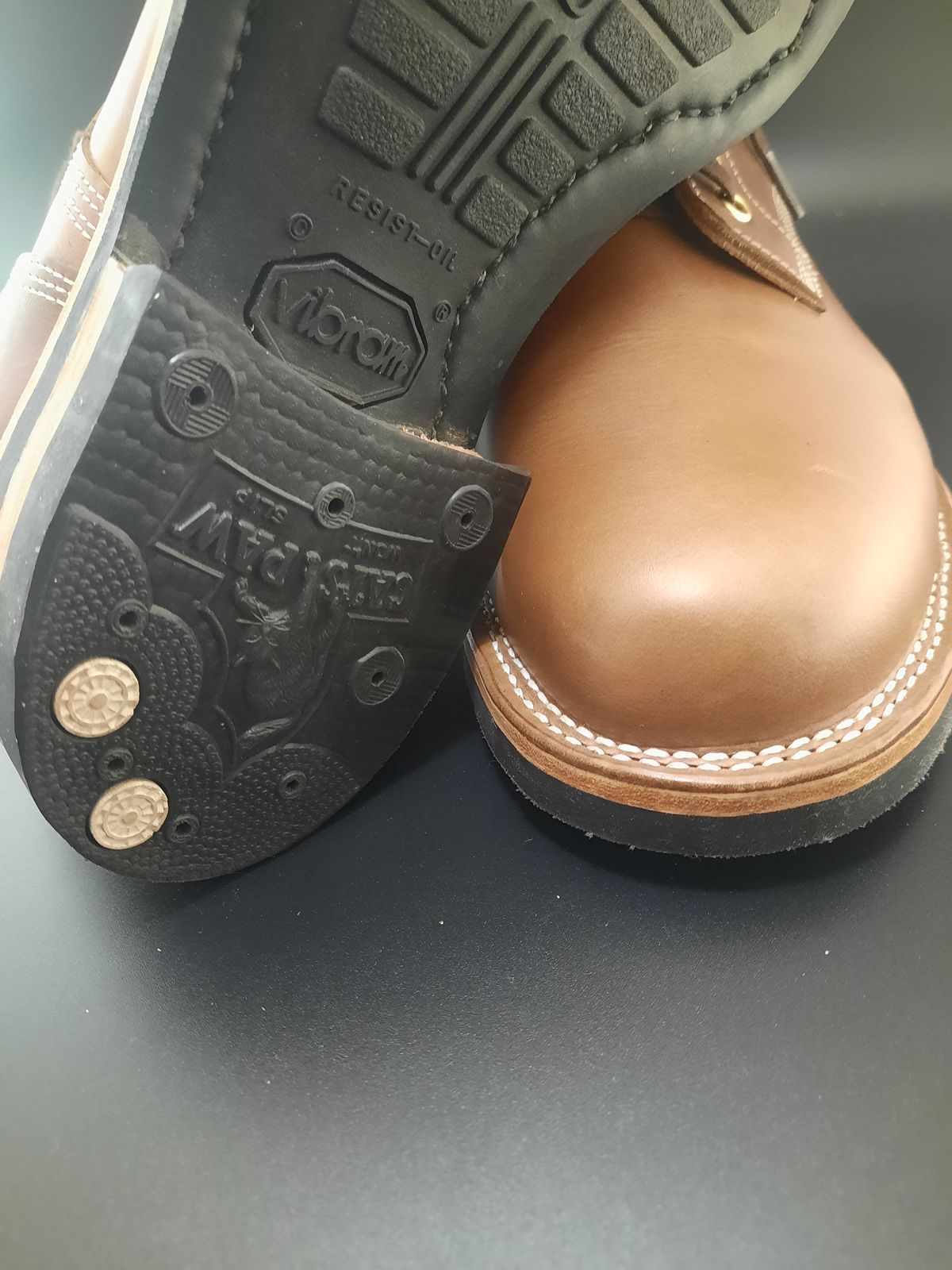 Photo by NewRiverBoot on October 1, 2022 of the New River Boot Z43 Boondocker in Horween Natural Chromexcel Strips.