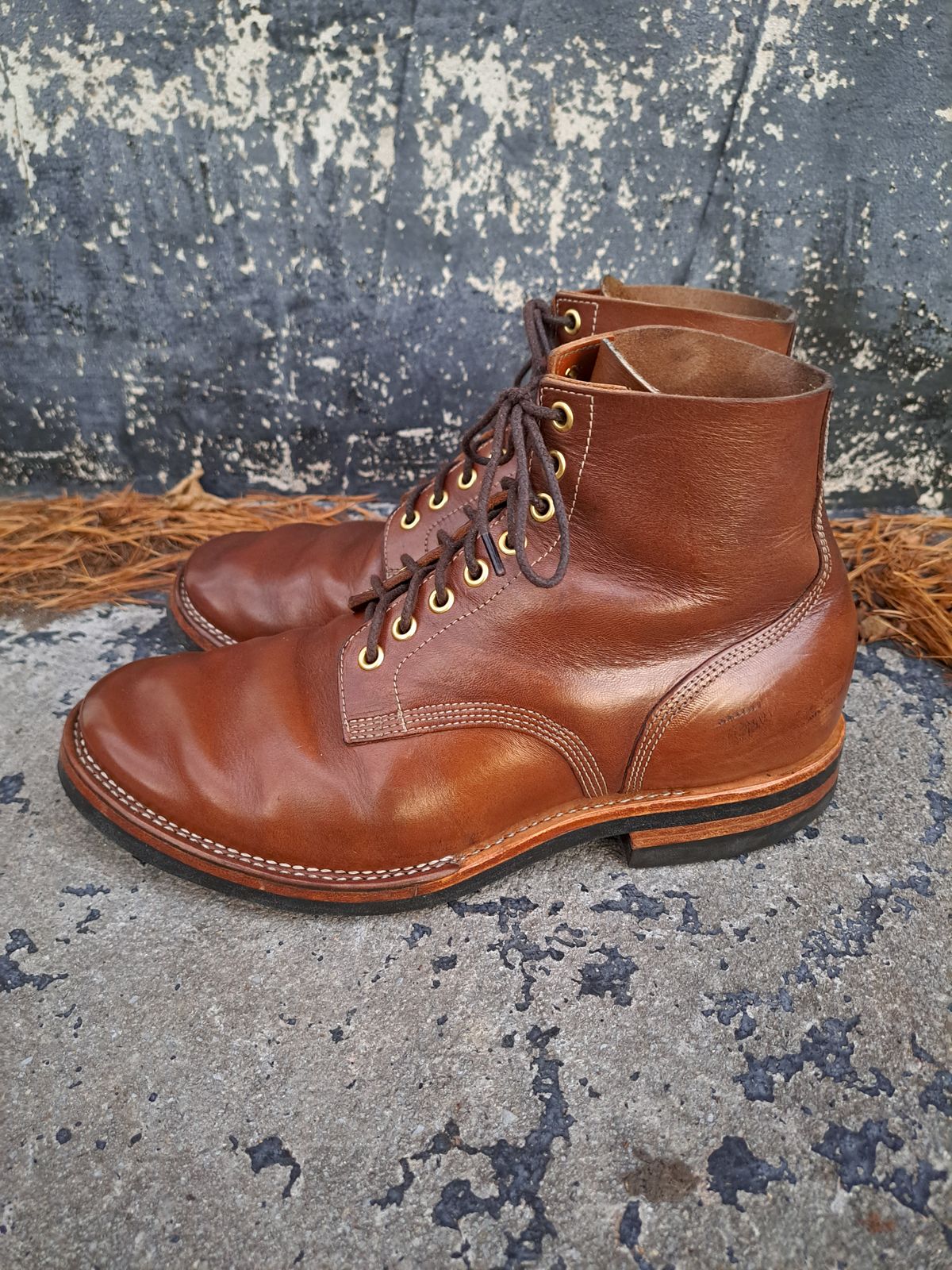 Photo by NewRiverBoot on December 1, 2022 of the New River Boot Z43 Boondocker in Horween Natural Chromexcel Strips.