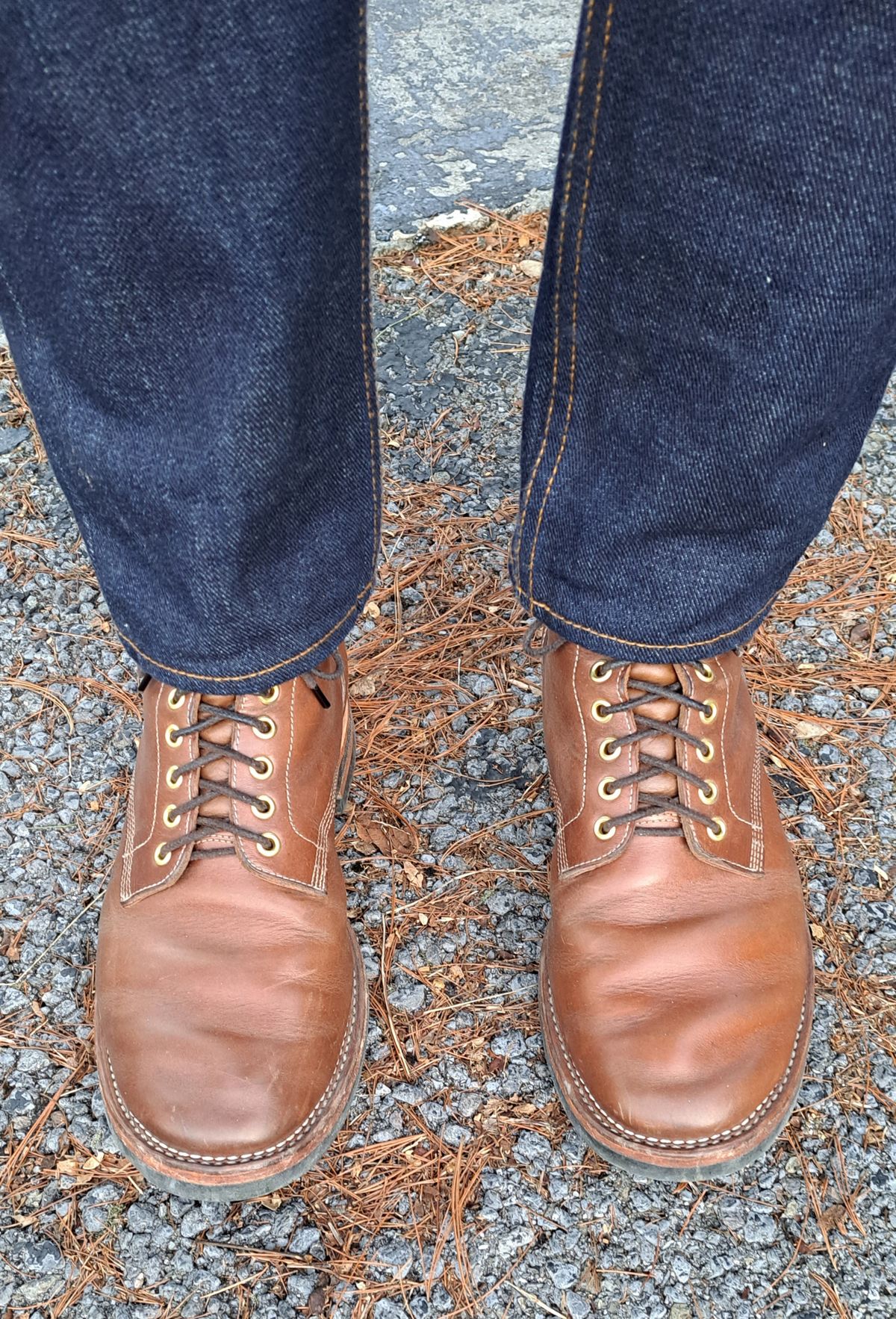 Photo by NewRiverBoot on December 22, 2022 of the New River Boot Z43 Boondocker in Horween Natural Chromexcel Strips.