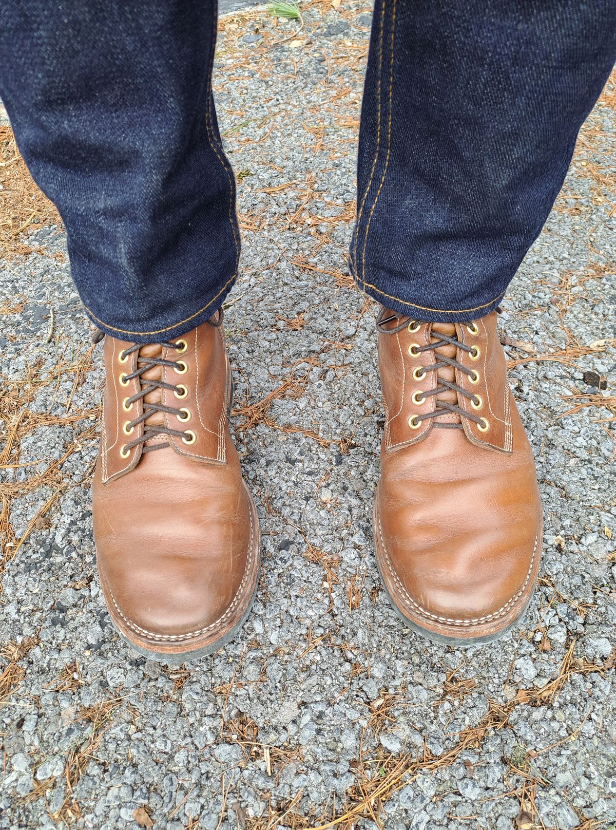Photo by NewRiverBoot on December 26, 2022 of the New River Boot Z43 Boondocker in Horween Natural Chromexcel Strips.