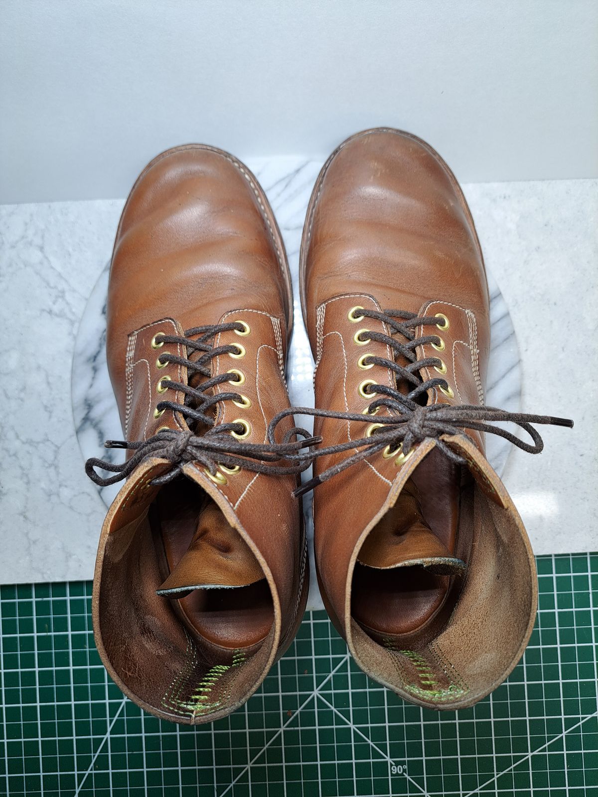 Photo by NewRiverBoot on January 3, 2023 of the New River Boot Z43 Boondocker in Horween Natural Chromexcel Strips.