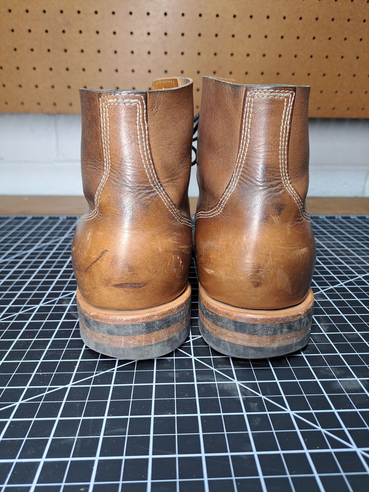 Photo by NewRiverBoot on February 4, 2023 of the New River Boot Z43 Boondocker in Horween Natural Chromexcel Strips.