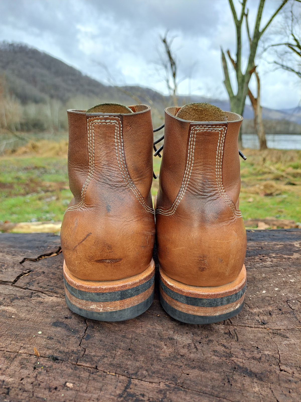 Photo by NewRiverBoot on March 2, 2023 of the New River Boot Z43 Boondocker in Horween Natural Chromexcel Strips.