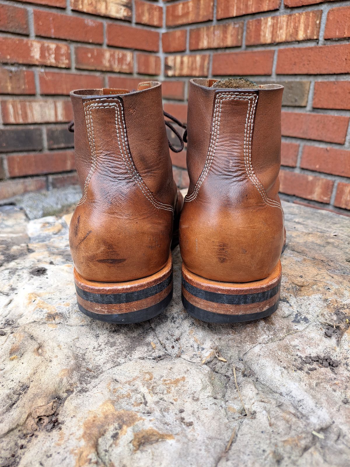 Photo by NewRiverBoot on April 2, 2023 of the New River Boot Z43 Boondocker in Horween Natural Chromexcel Strips.