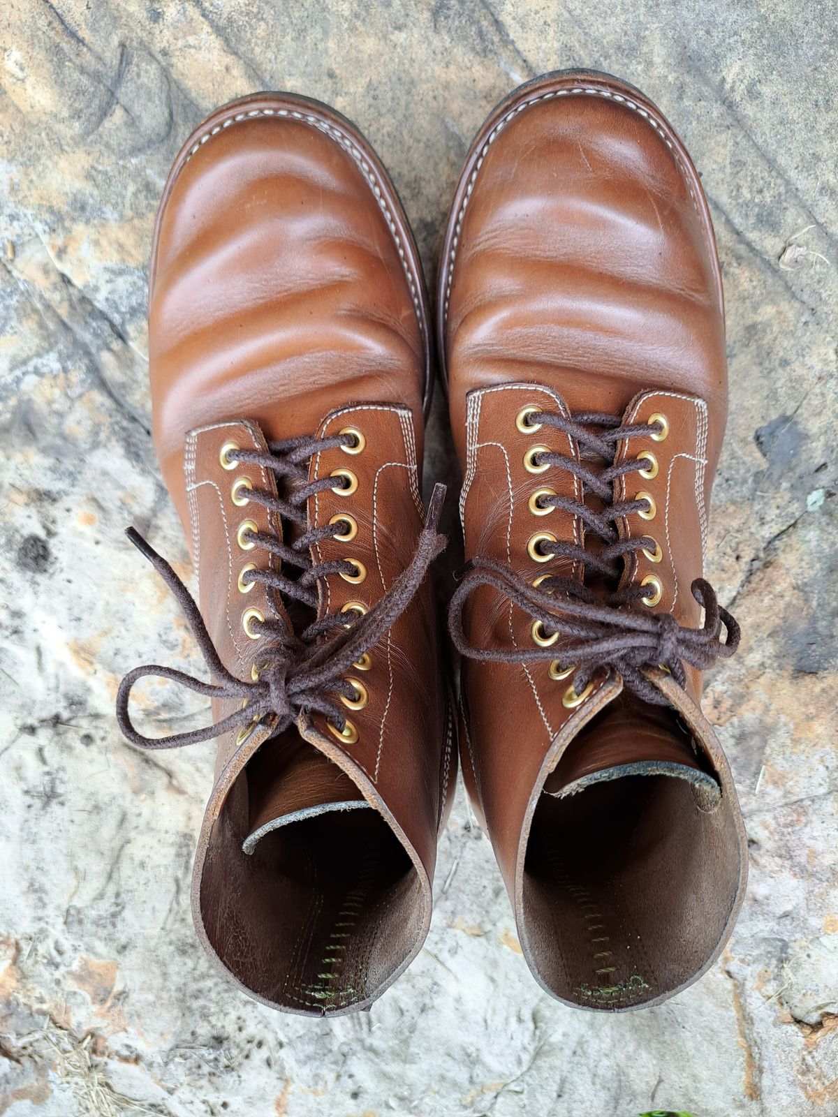 Photo by NewRiverBoot on April 2, 2023 of the New River Boot Z43 Boondocker in Horween Natural Chromexcel Strips.