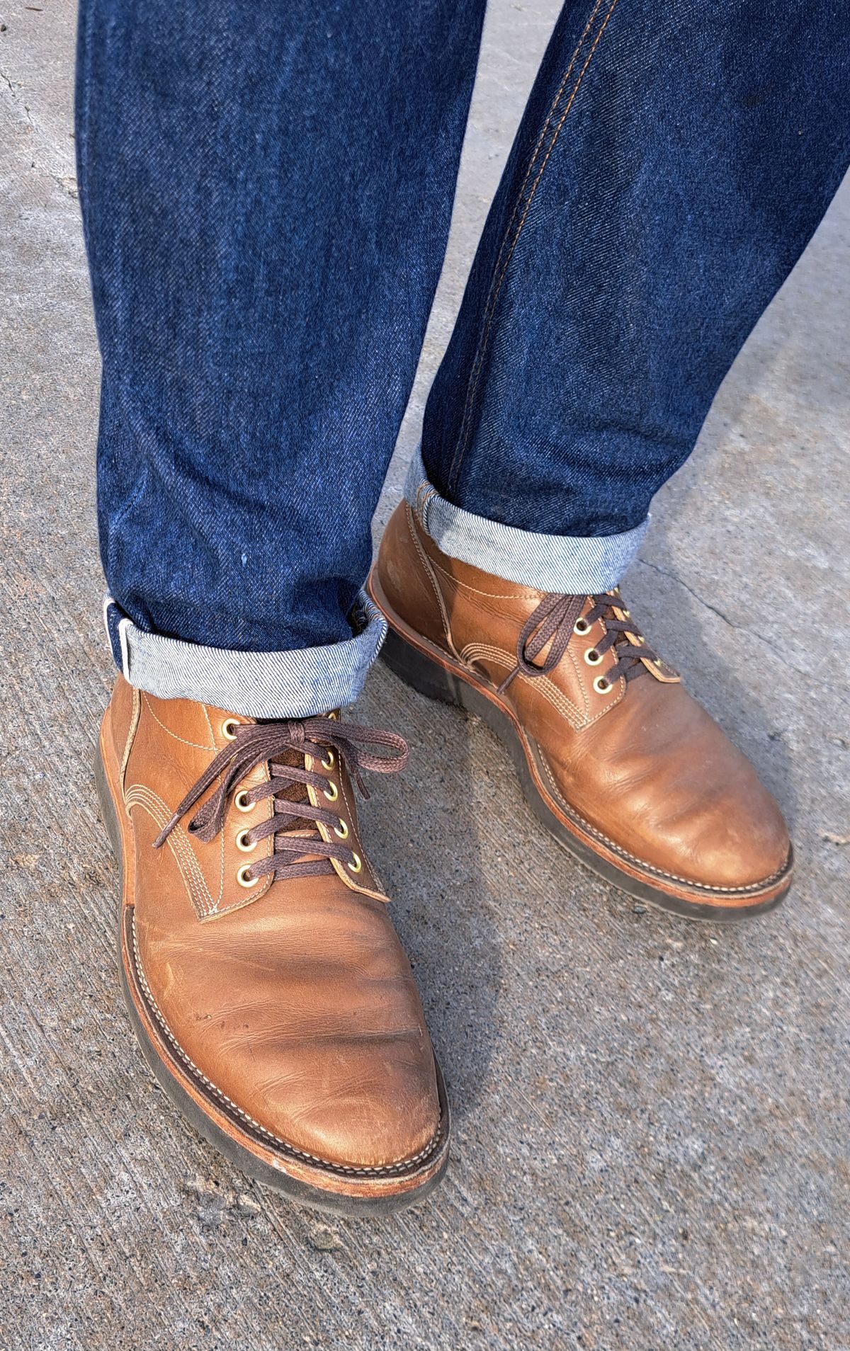 Photo by NewRiverBoot on August 30, 2023 of the New River Boot Quade in Horween Dark Natural Latigo.