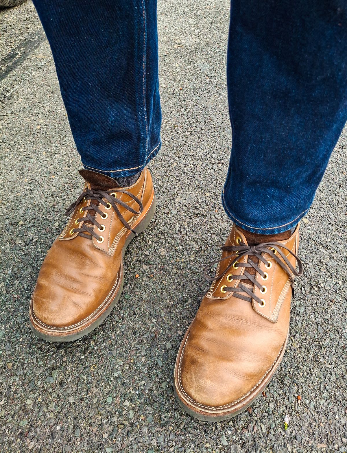 Photo by NewRiverBoot on April 5, 2025 of the New River Boot Quade in Horween Dark Natural Latigo.