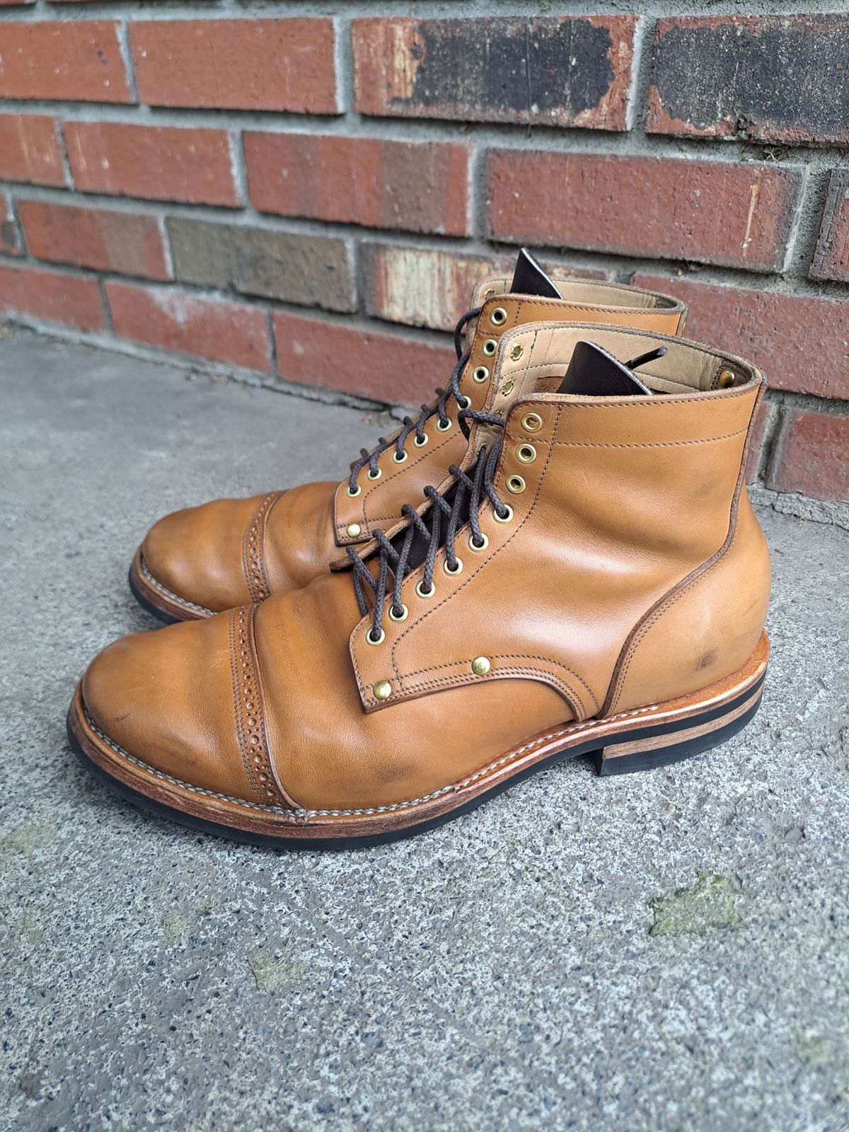 Photo by NewRiverBoot on January 4, 2024 of the New River Boot BARKSDALE in Horween Moc Latigo.