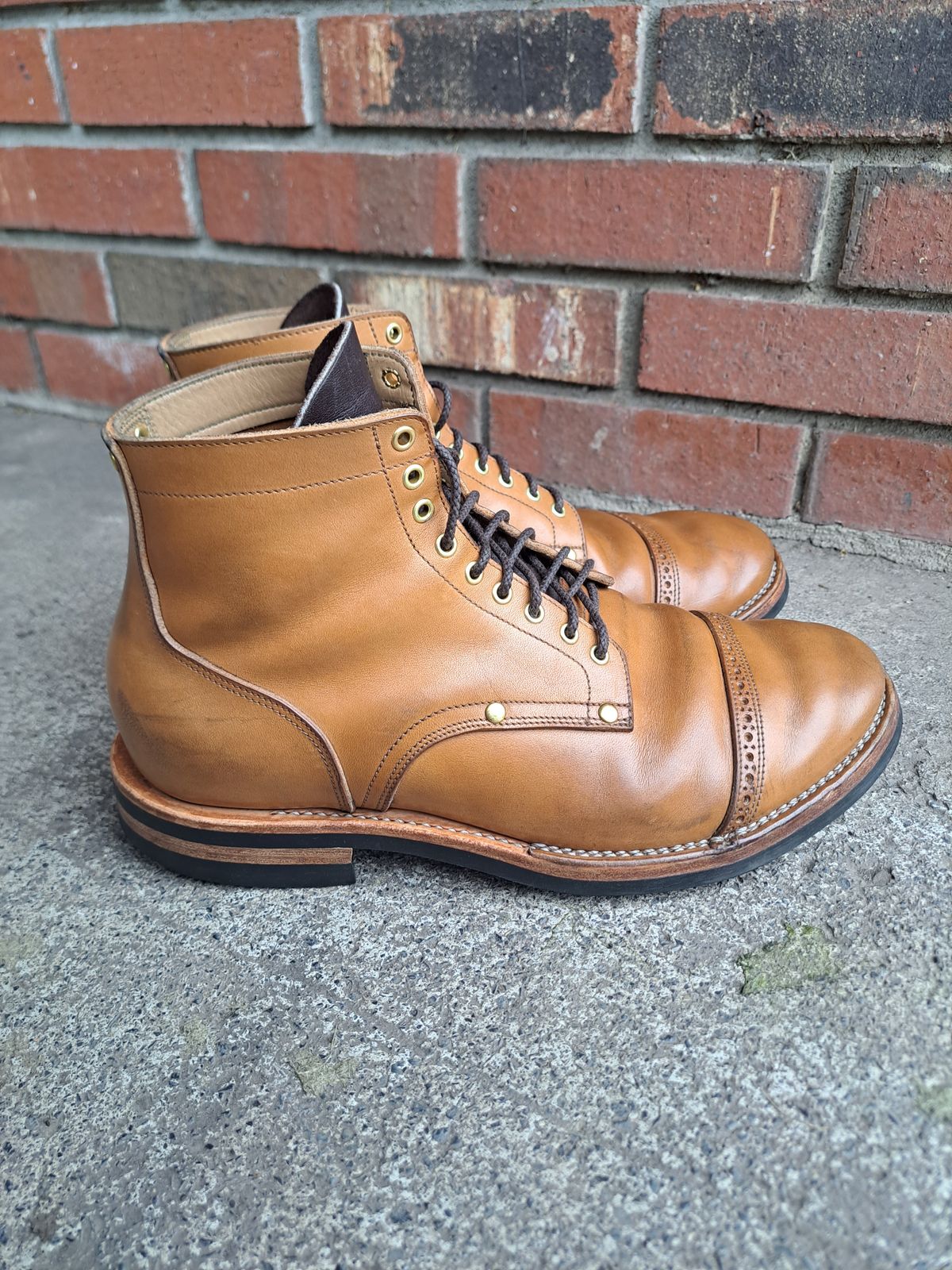 Photo by NewRiverBoot on January 4, 2024 of the New River Boot BARKSDALE in Horween Moc Latigo.