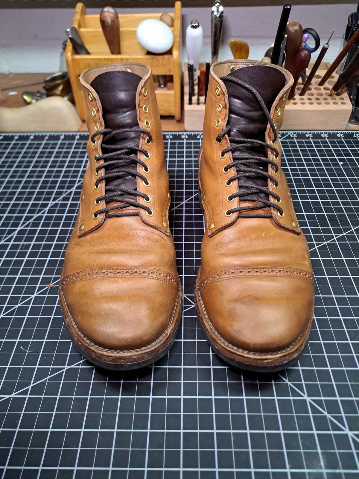 Photo by NewRiverBoot on March 4, 2024 of the New River Boot BARKSDALE in Horween Moc Latigo.