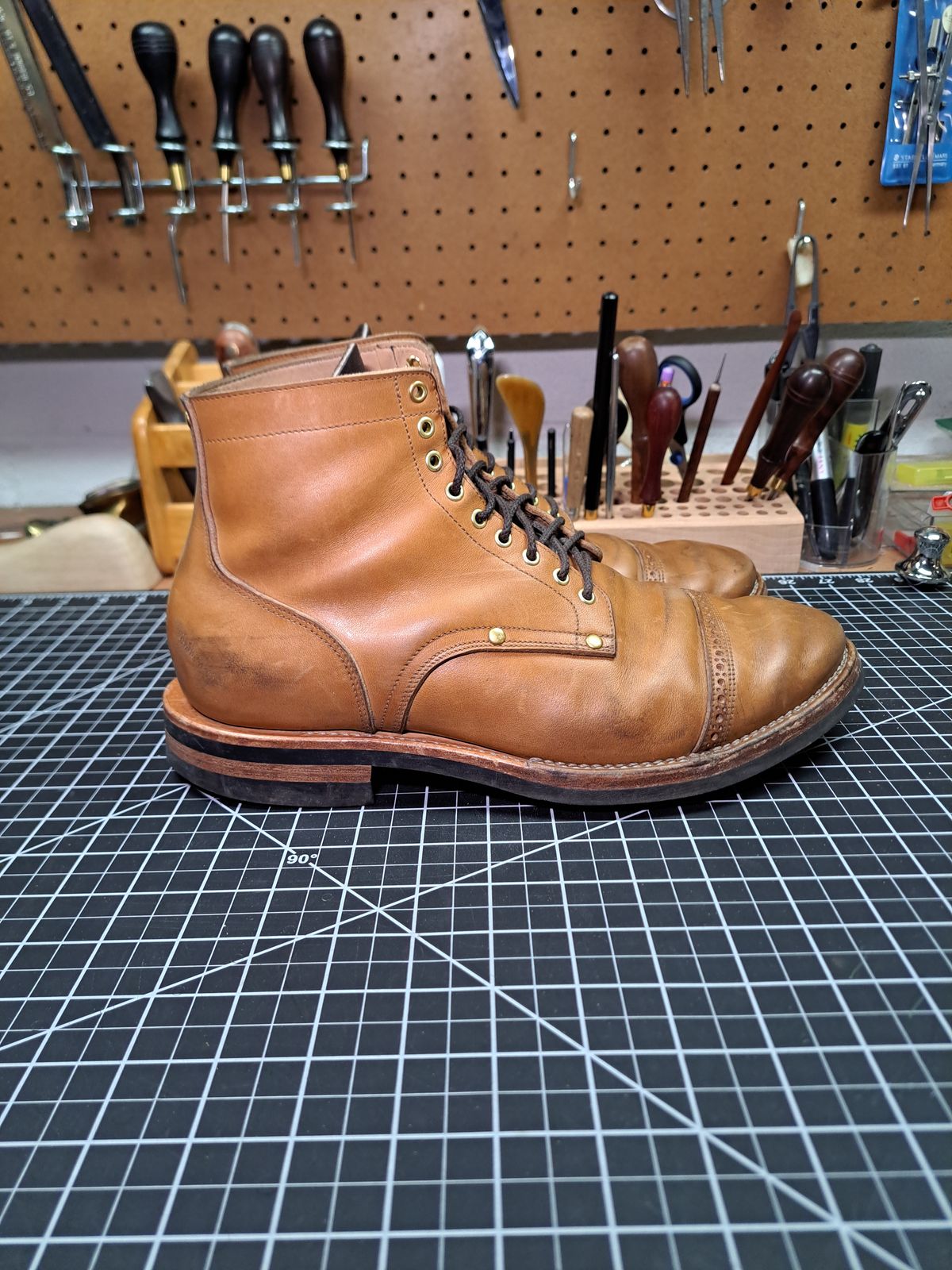 Photo by NewRiverBoot on March 4, 2024 of the New River Boot BARKSDALE in Horween Moc Latigo.